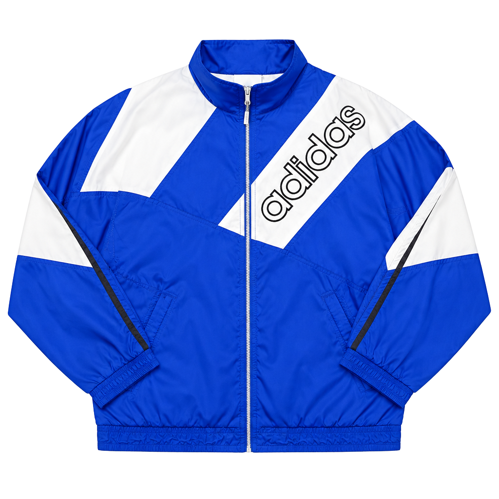 Adidas Vintage Blue White Windbreaker Jacket Size XL 1
