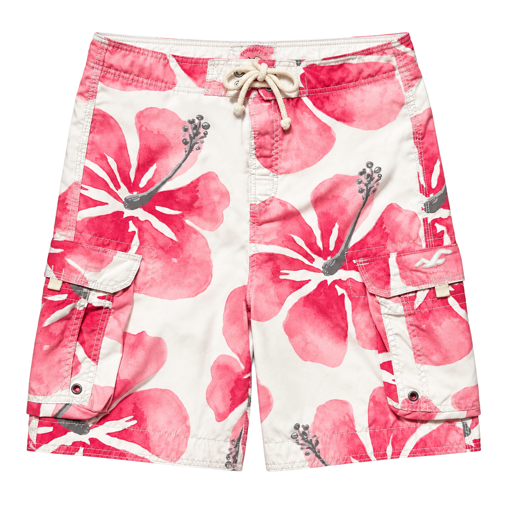 Hollister Cargo Board Shorts Pink Floral 1