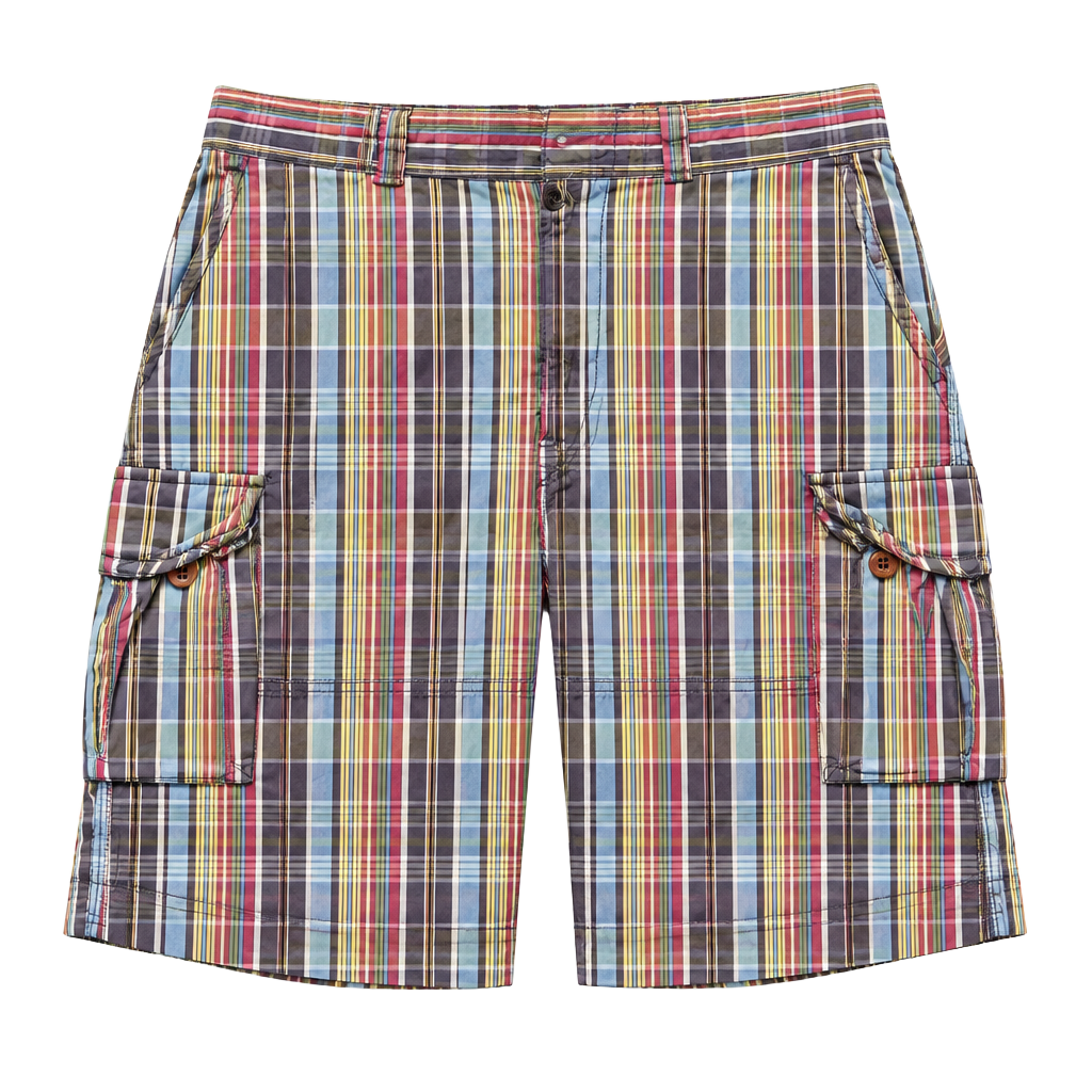 Polo Ralph Lauren Plaid Cargo Shorts Size 34-36 Multicolor Cotton Casual Bermuda 1