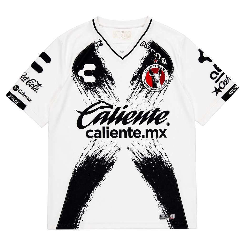 Charly Club Tijuana Away Soccer Jersey Size CH/S White Black 1