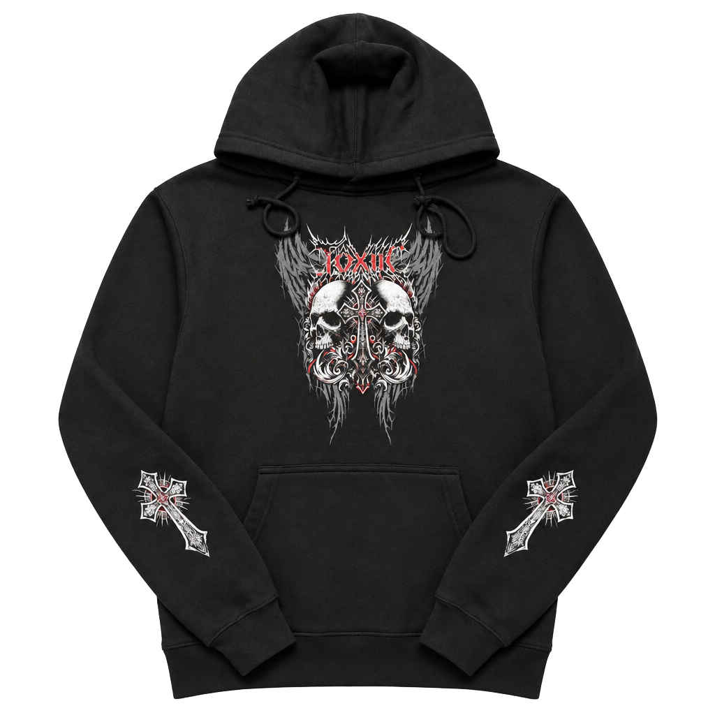 Graphic Skull Cross Hoodie Black 1