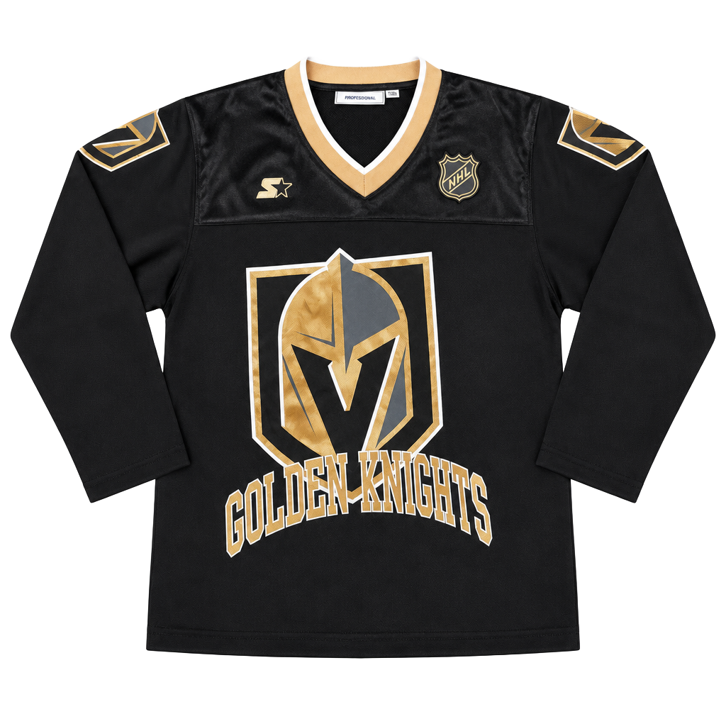Starter Vegas Golden Knights Jersey Size M Black Gold Helmet V-Neck 1