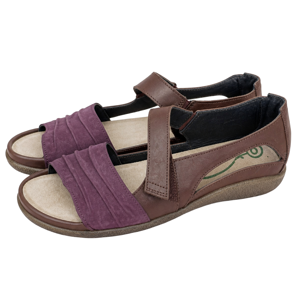 Naot Papaki Brown and Purple Leather Nubuck Sandals Women's Size 37 1