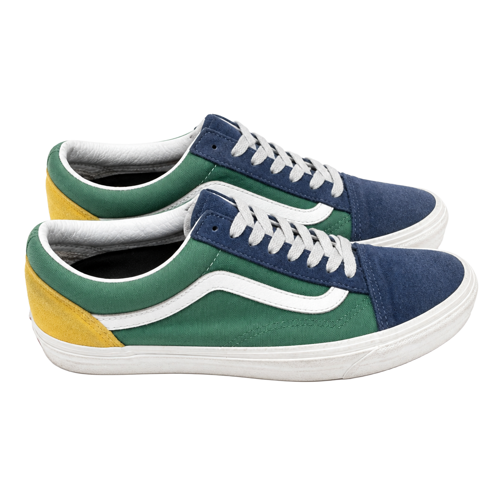 Vans Yacht Club Old Skool Color Block Skate Shoes Blue Green Yellow Men's 6 Women's 7.5 1