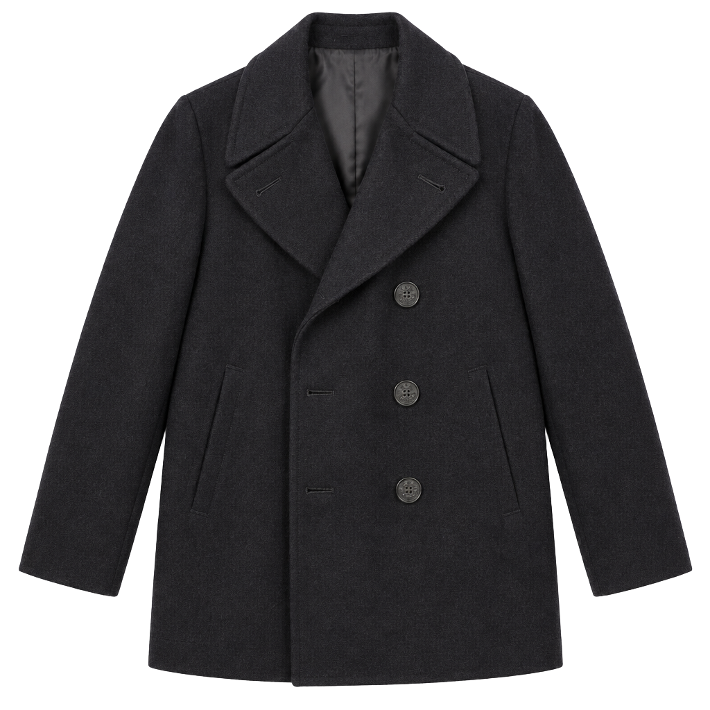 US Navy Pea Coat Size 36 Black Wool 100% Wool 1