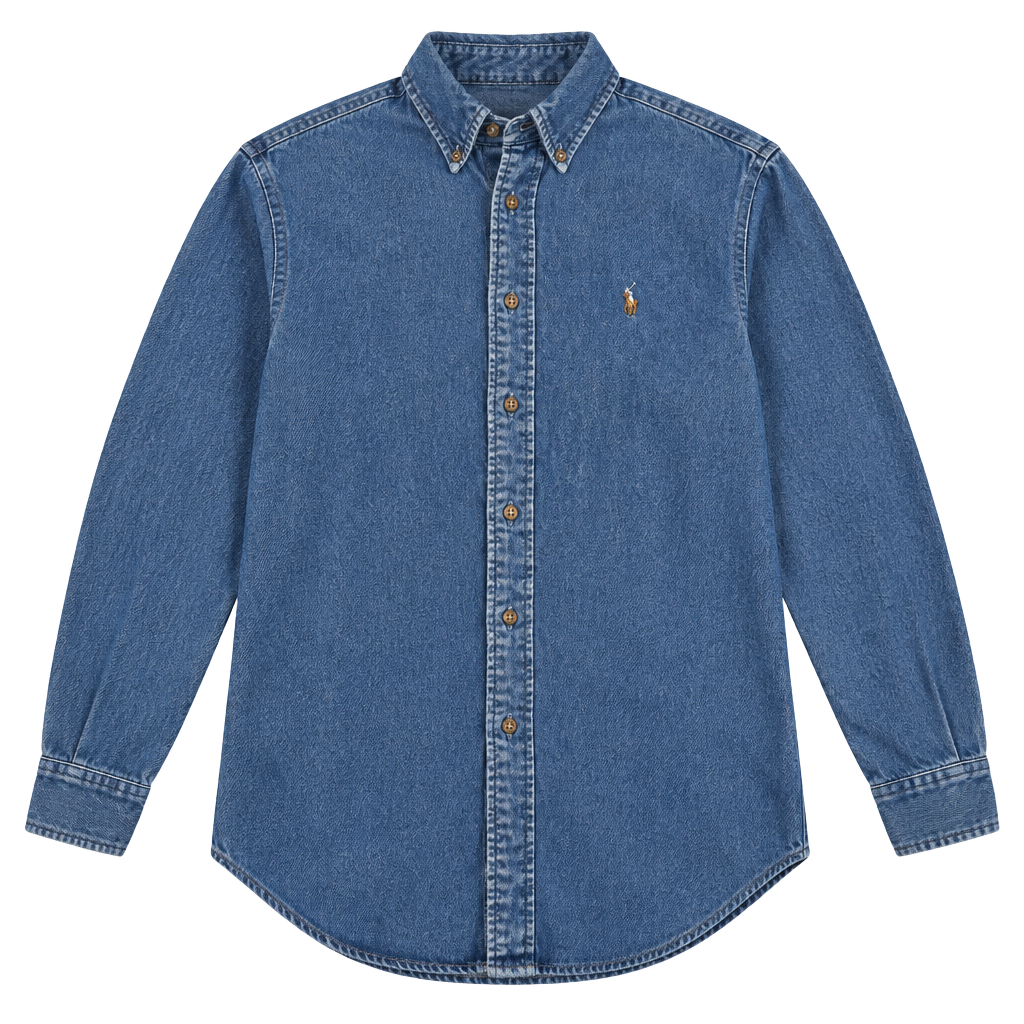 Ralph Lauren Denim Long Sleeve Button Down Shirt Blue Cotton 1