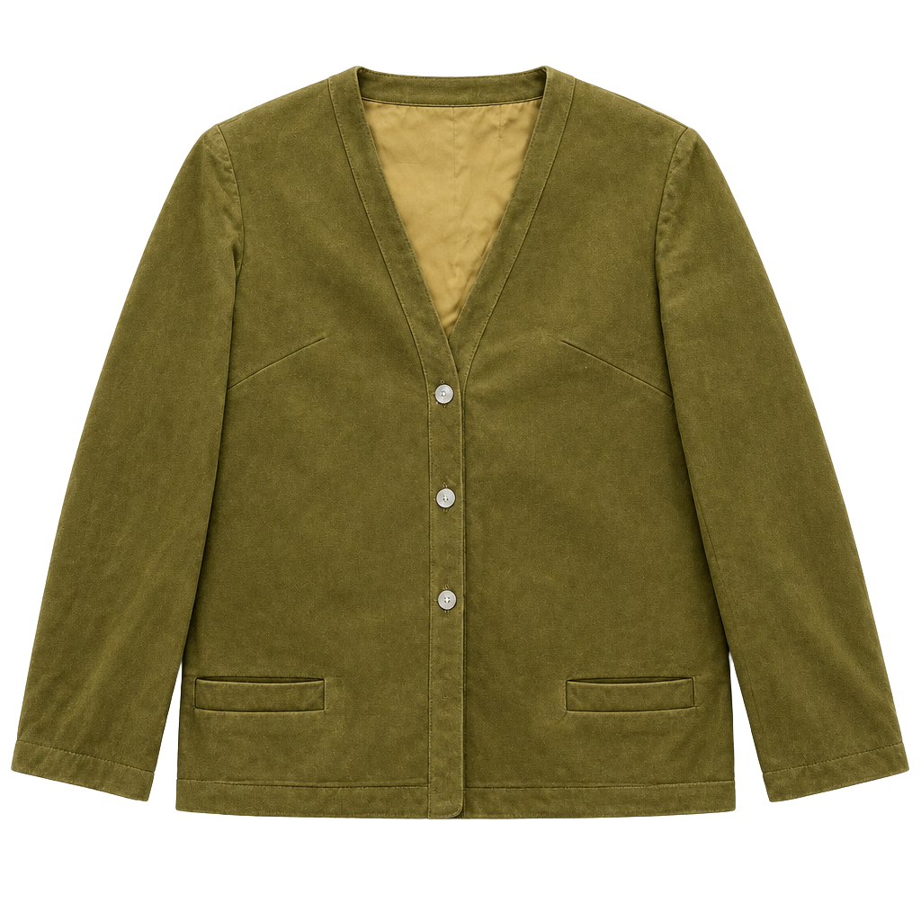 MAY-D&F Suede Leather Jacket Tan Button Up 1
