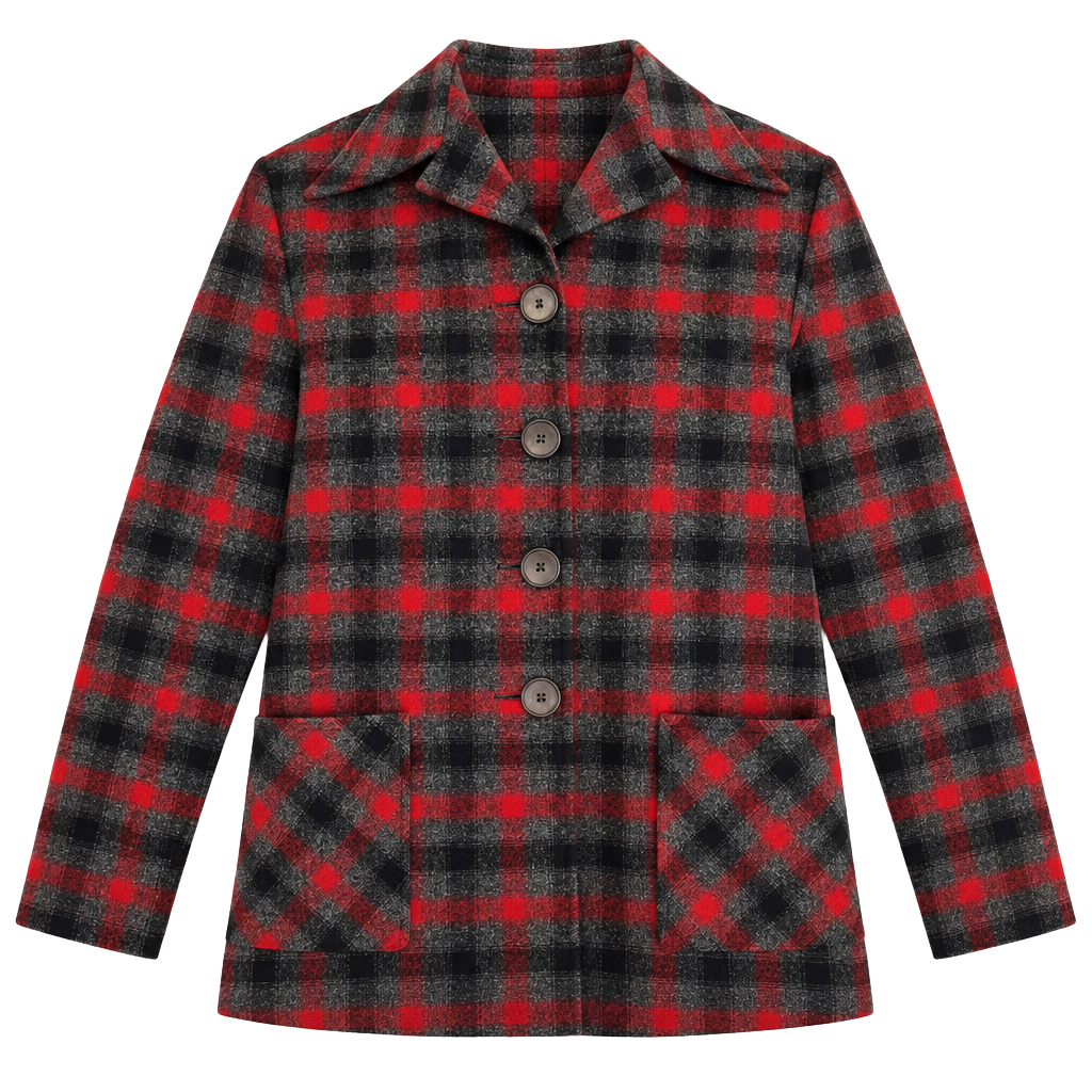 Pendleton Vintage 1950s 49er Wool Jacket Red Black Plaid 1