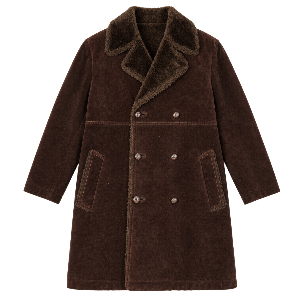 Mighty Mac Suede Coat Brown Faux Shearling Fur Collar 1