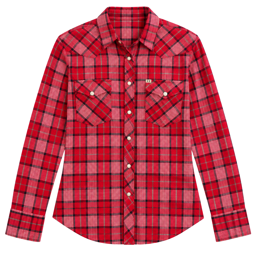 Salt Valley Western Snap Shirt Size M Red Plaid Long Sleeve 1