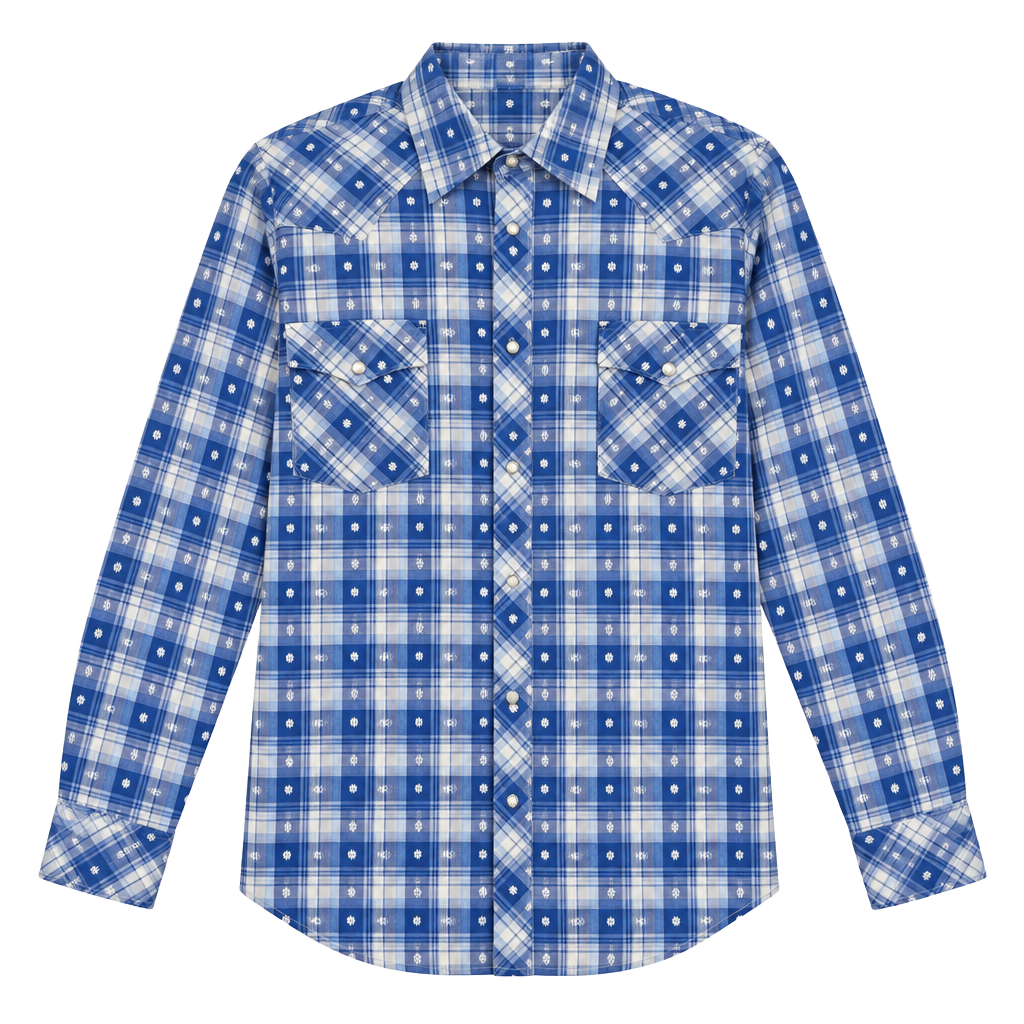 Tecovas Western Pearl Snap Shirt Size XXL Blue Plaid 1