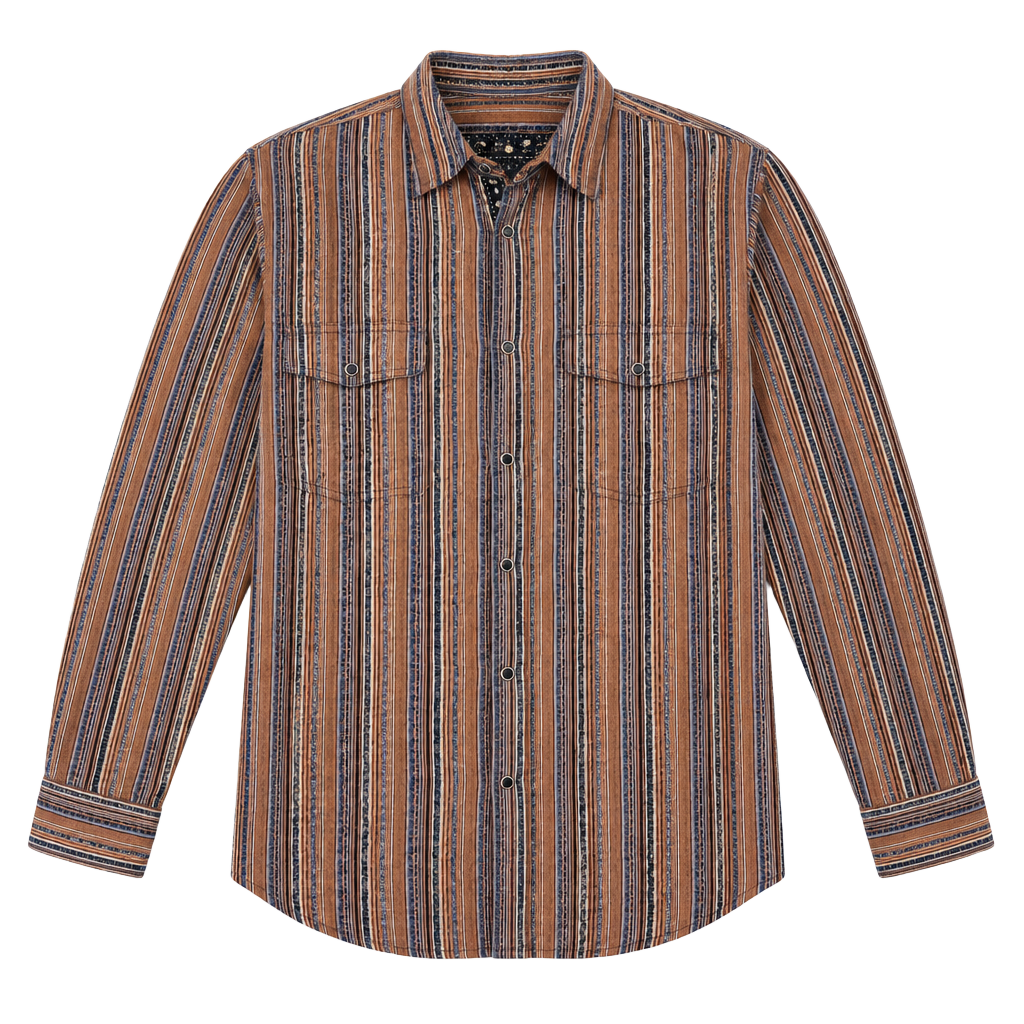 Scully PS-070 Western Shirt Size XL Striped Pearl Snap Long Sleeve 1
