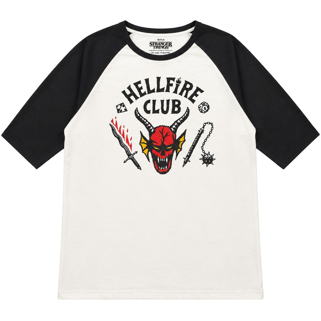 Stranger Things Hellfire Club Raglan Shirt Size 2X Black White 1