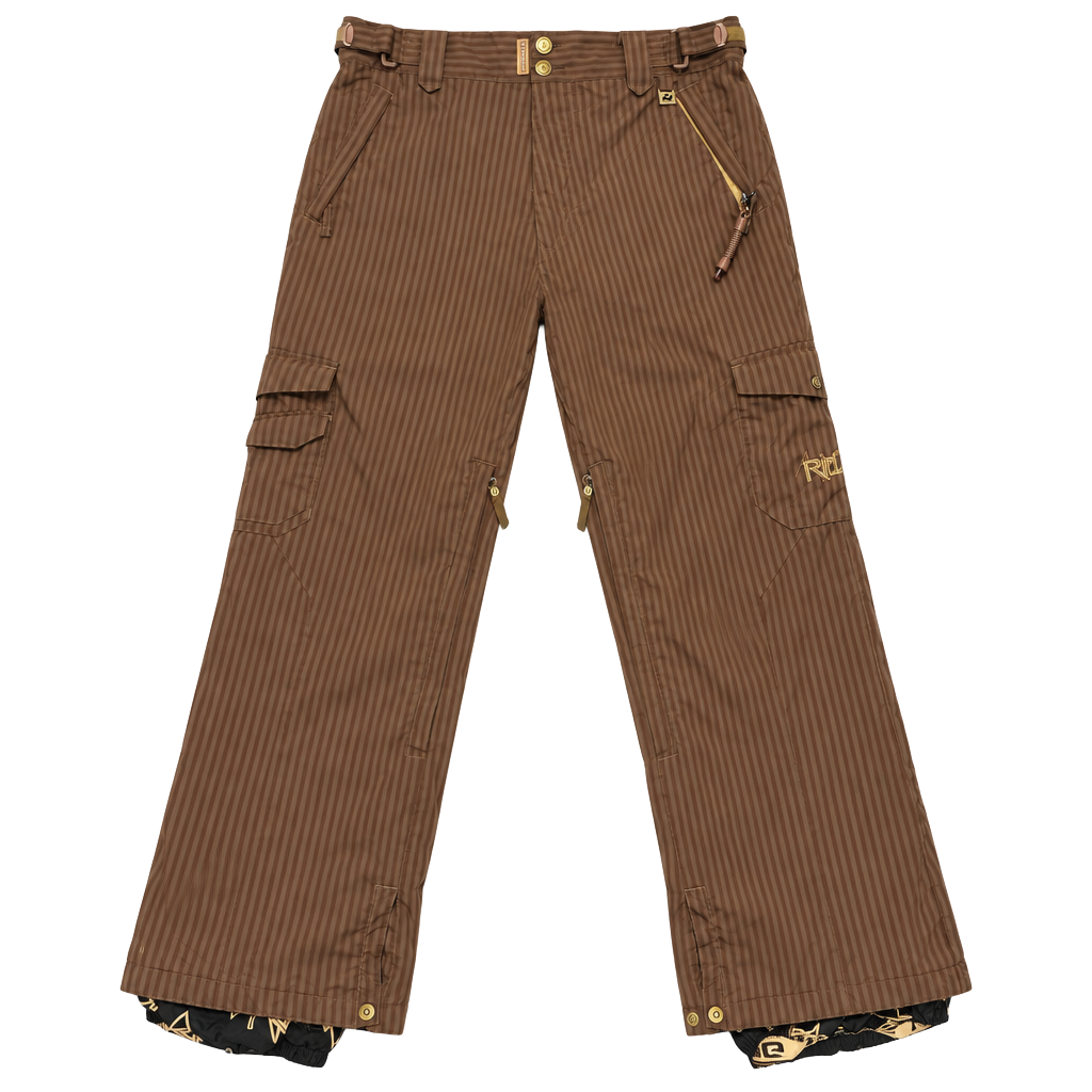 Ride Snowboards Cargo Snow Pants Size M Pinstripe Brown 1