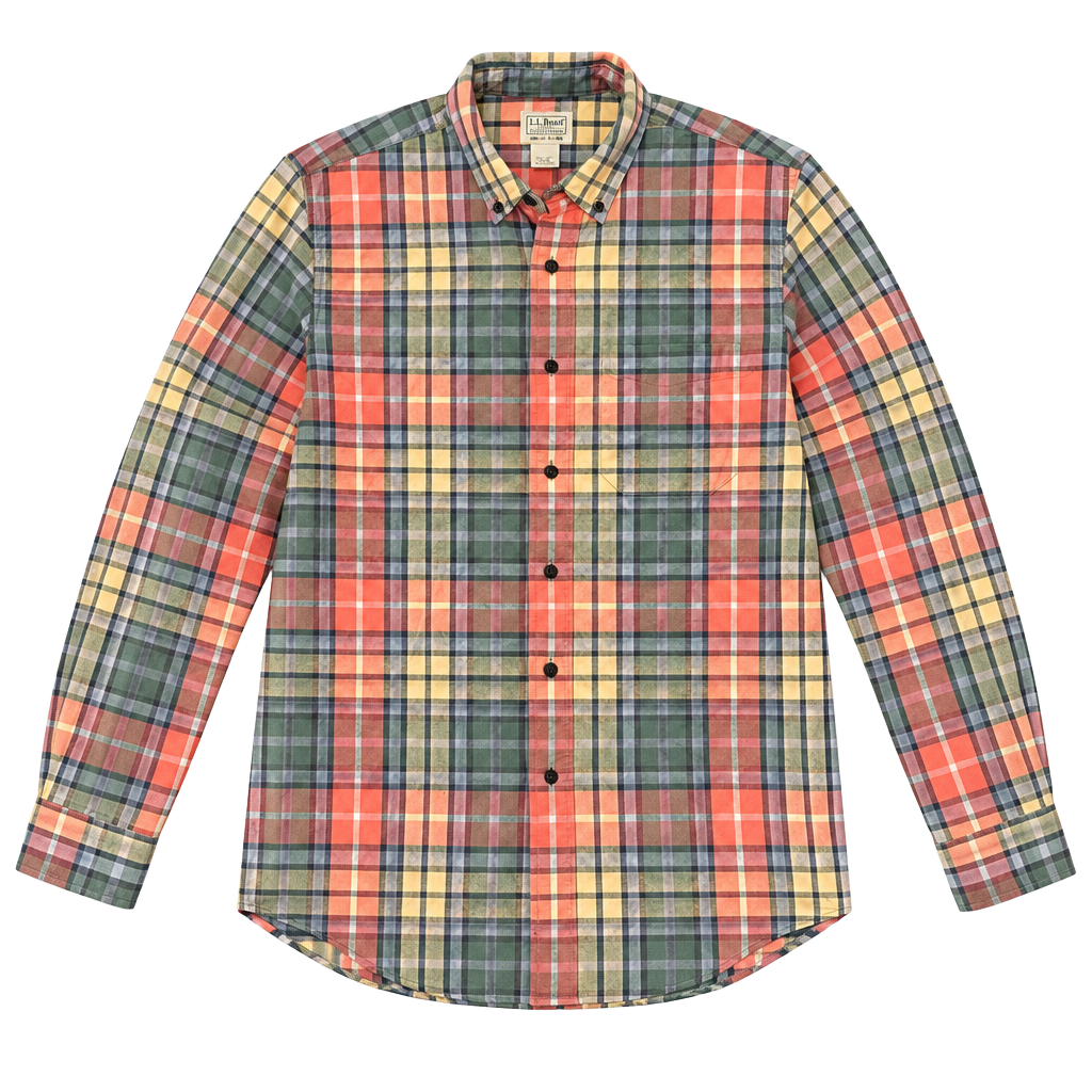 L.L. Bean Plaid Flannel Shirt Size M-REG Slightly Fitted Multicolor 1