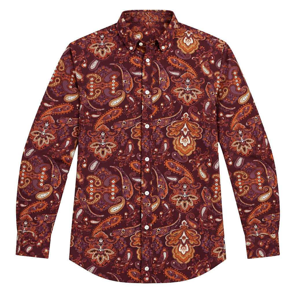 Murano Paisley Print Long Sleeve Button Down Shirt XL 1