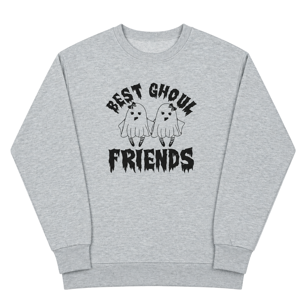 Best Ghoul Friends Halloween Graphic Sweatshirt Grey 1