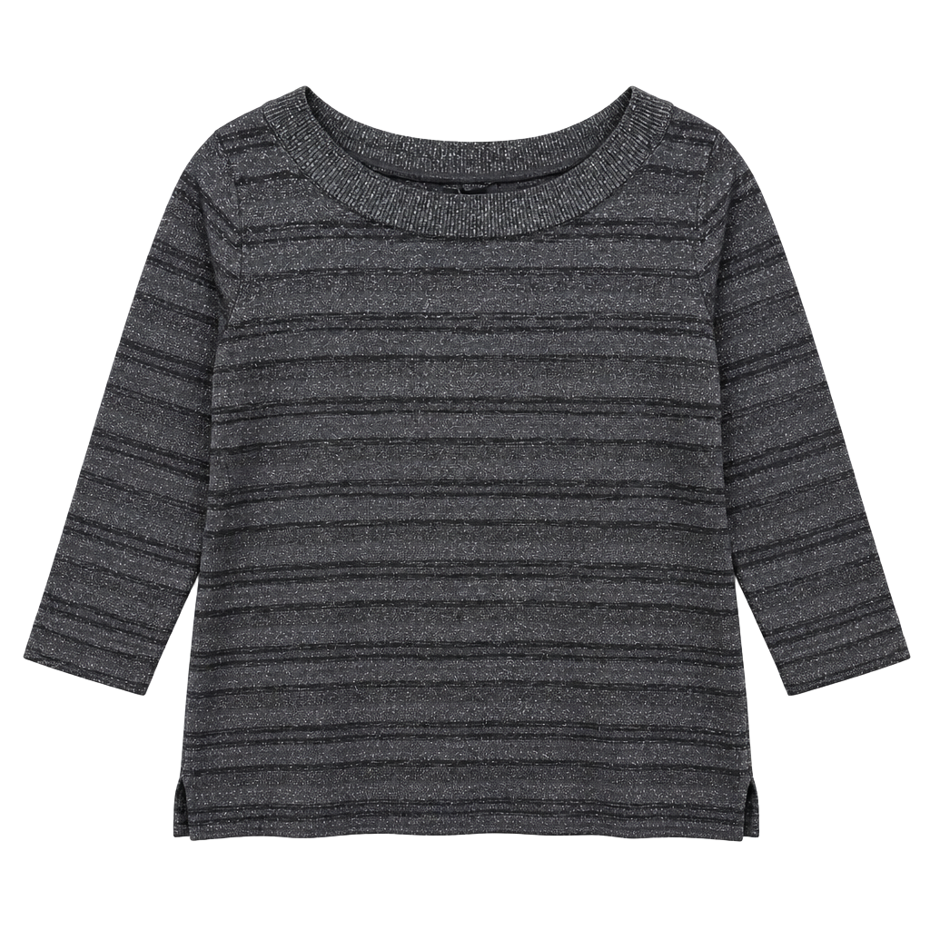 Worthington Women's Metallic Striped Boat Neck Sweater Size L 1