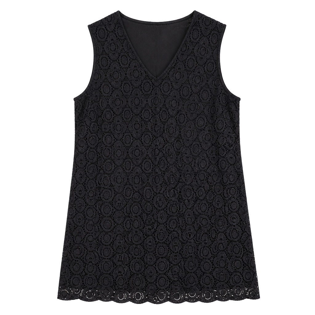Apt. 9 Black Sleeveless Lace V-Neck Lined Shift Dress 1