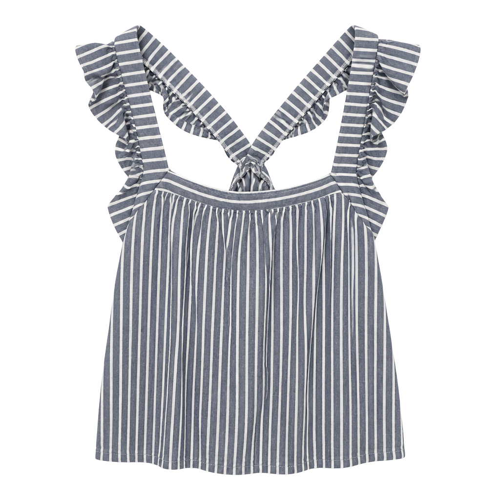 LC Lauren Conrad Women's Plus 1X Striped Ruffle Strap Tank Top 1