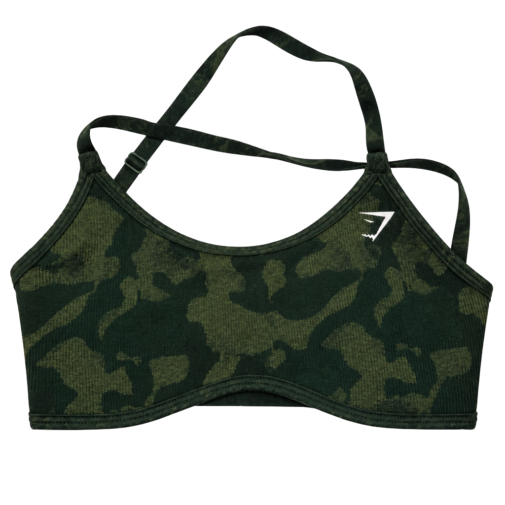 Gymshark Adapt Camo Cross Back Sports Bra Green 1