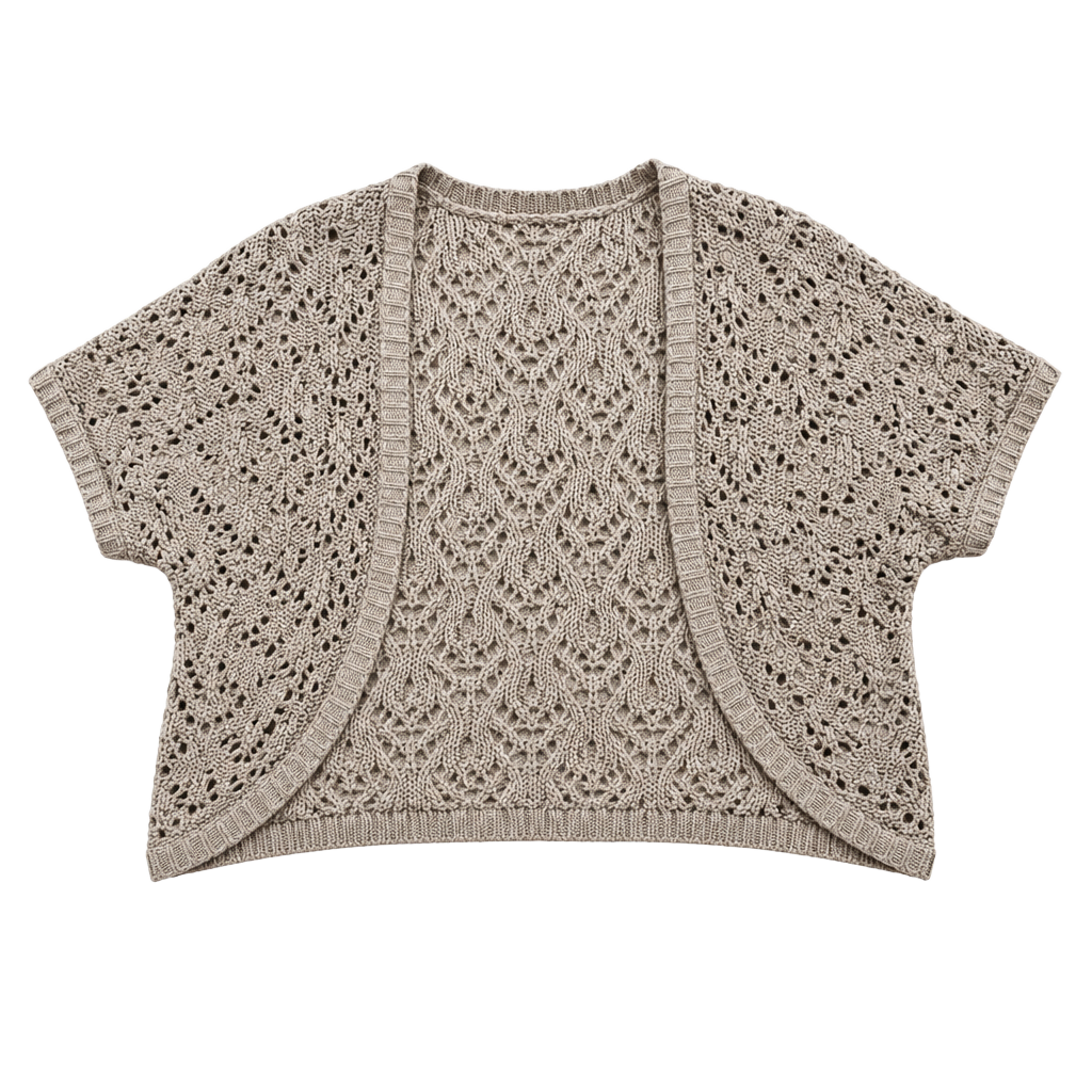 Old Navy Open Knit Cardigan Size L/G Tan Crochet Shrug 1