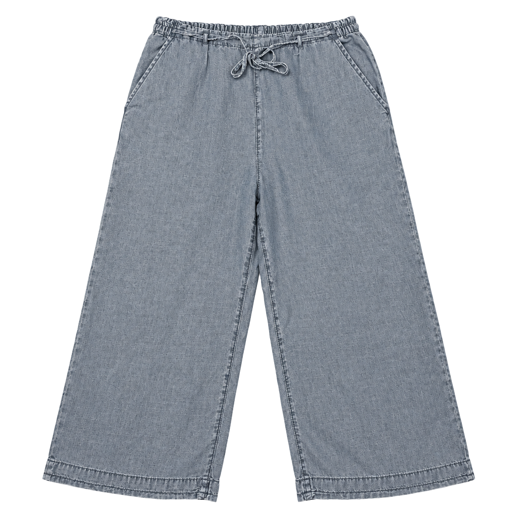 American Eagle Wide Leg Pants Size 18 Regular Blue Denim Drawstring 1