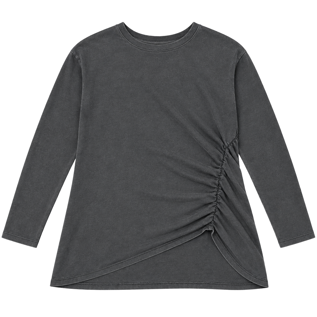 Time And Tru Ruched Side Top Size L (12-14) Black 1