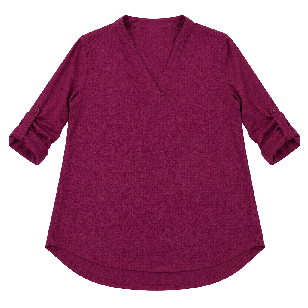 Halife Size L V-Neck 3/4 Sleeve Top Magenta 1
