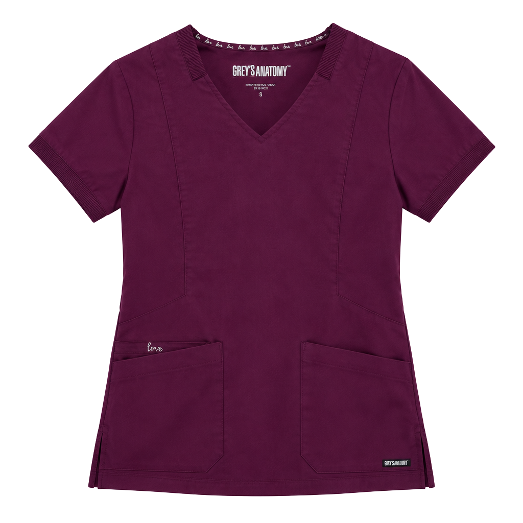 Grey's Anatomy Scrub Top Size S Purple V-Neck Professional Wear 1