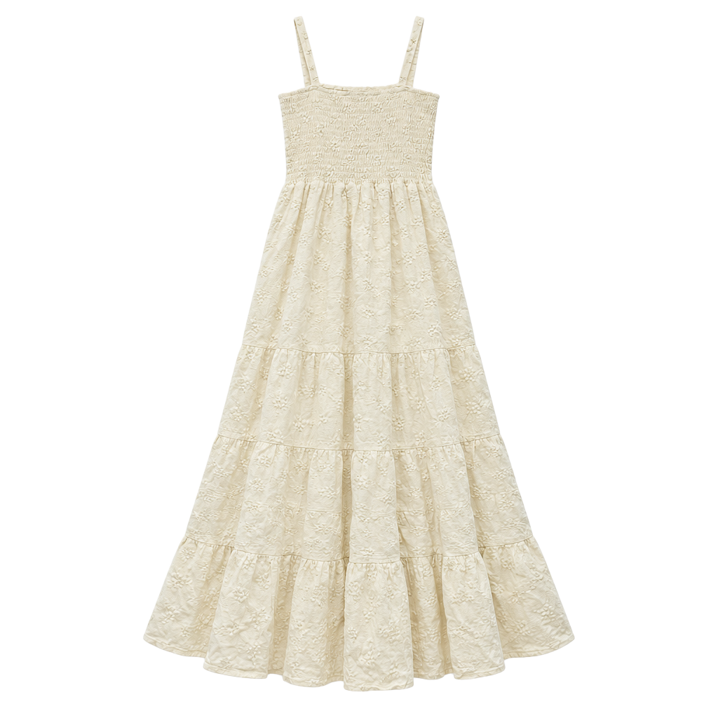Altar'd State Maxi Dress Size XS White Smocked Tiered Eyelet 1