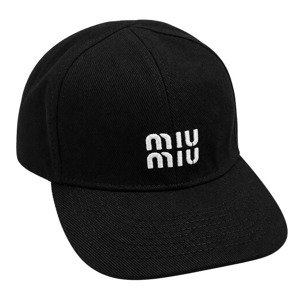 Miu Miu Embroidered Baseball Cap Black 1