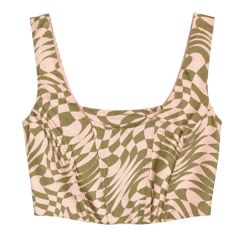 For Love & Lemons Alabaster Swirl Corset Crop Top Size M 1