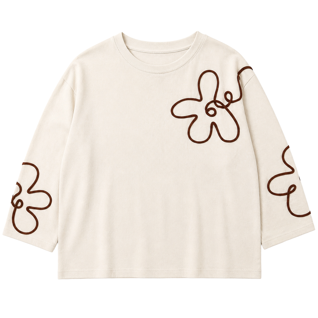 Madison Crewneck Sweater Size 3X White Brown Floral 1