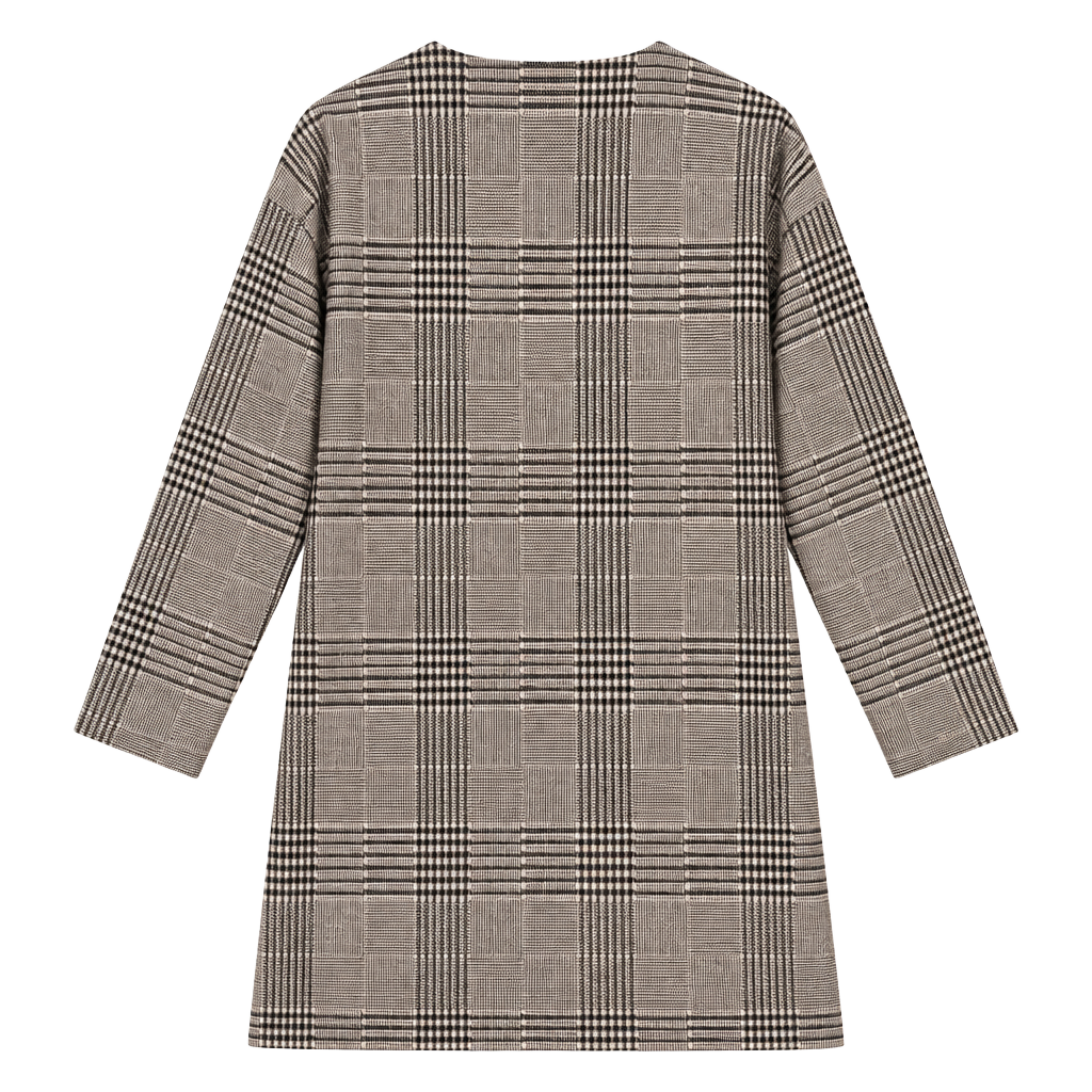 Charlie Paige Tunic Top Black White Houndstooth Plaid Long Sleeve 1