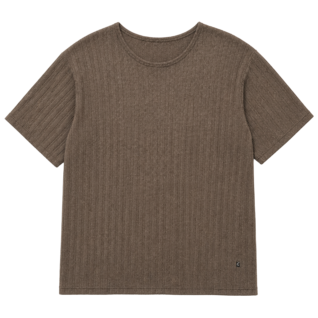 Rustic Dime Ribbed T-Shirt Size L Brown Short Sleeve Scoop Neck 1
