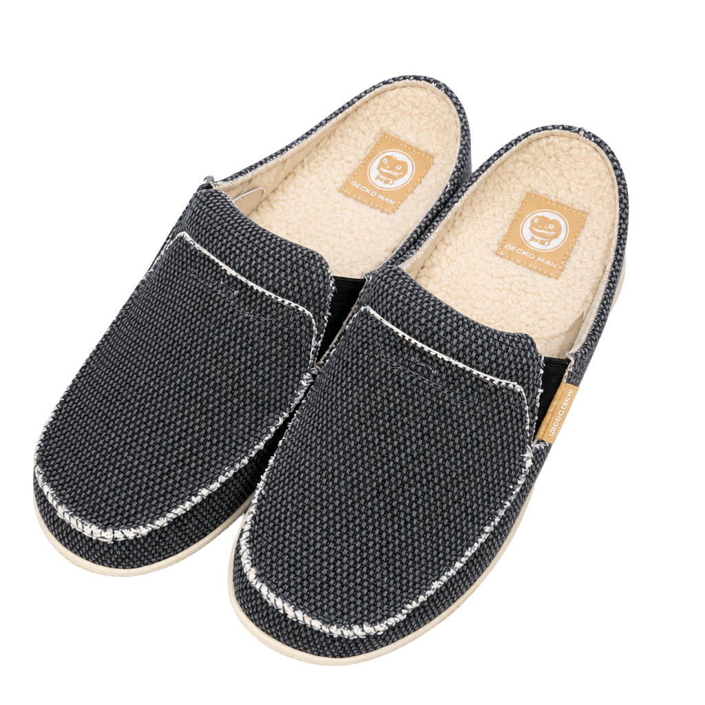 Gecko Man Men's Slippers with Arch Support Rubber Sole Black Size 11.5 1