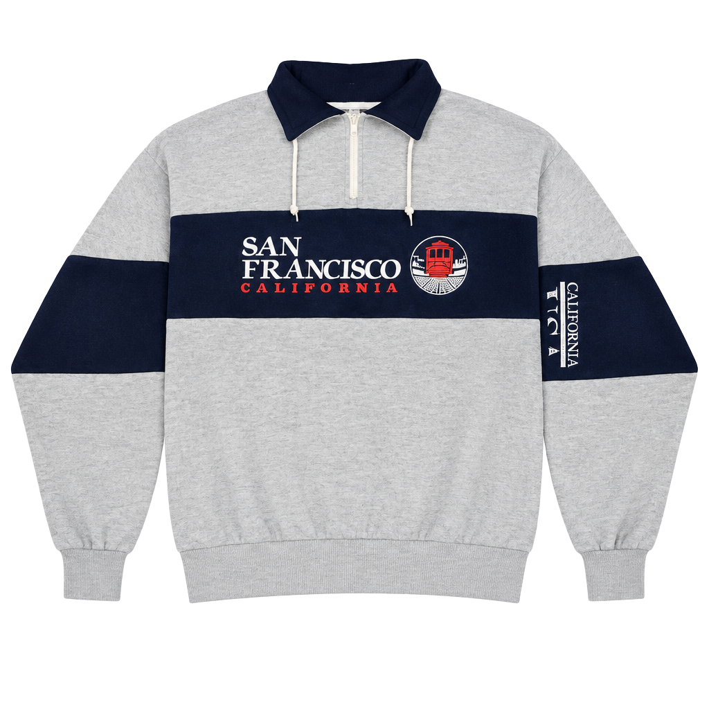 Vintage San Francisco 1/4 Zip Pullover Sweatshirt Gray 1
