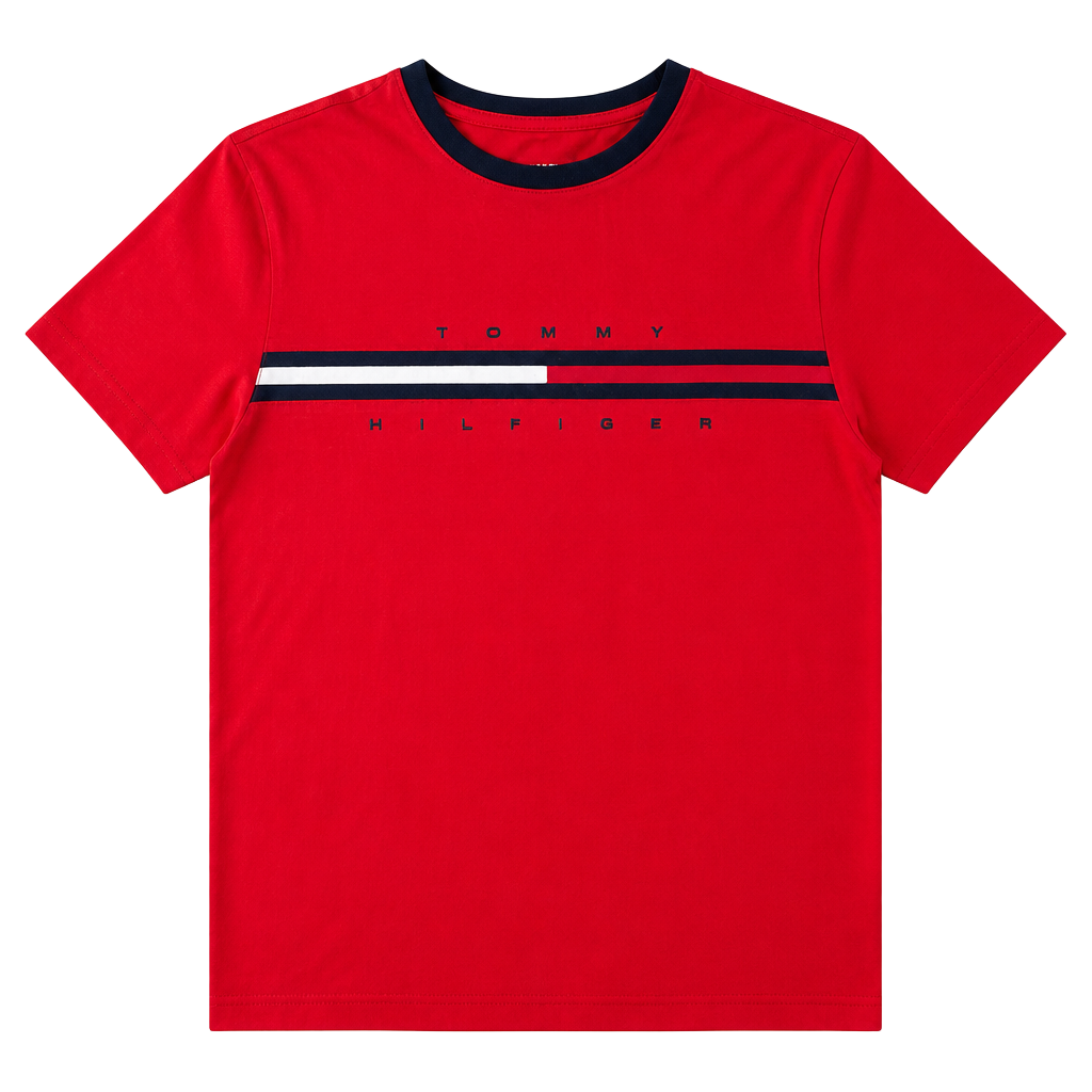 Tommy Hilfiger Men's Embroidered Flag Stripe Logo T-Shirt 1