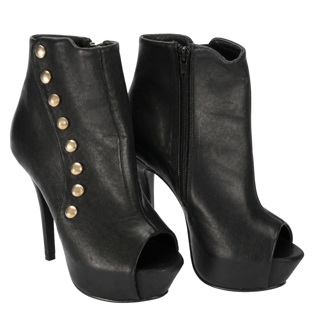 Herstyle Middori Black Peep Toe Platform Stiletto Booties 8.5 1