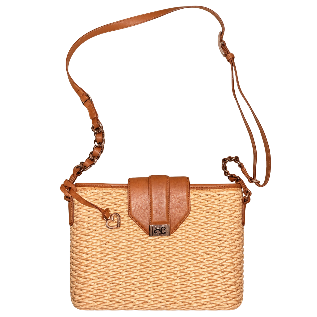 Brighton Findley Straw Crossbody Bag Brown Woven 1