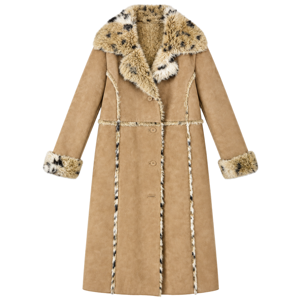 Ashley Stewart Faux Suede Coat Size 1X Brown Faux Fur Trim 1