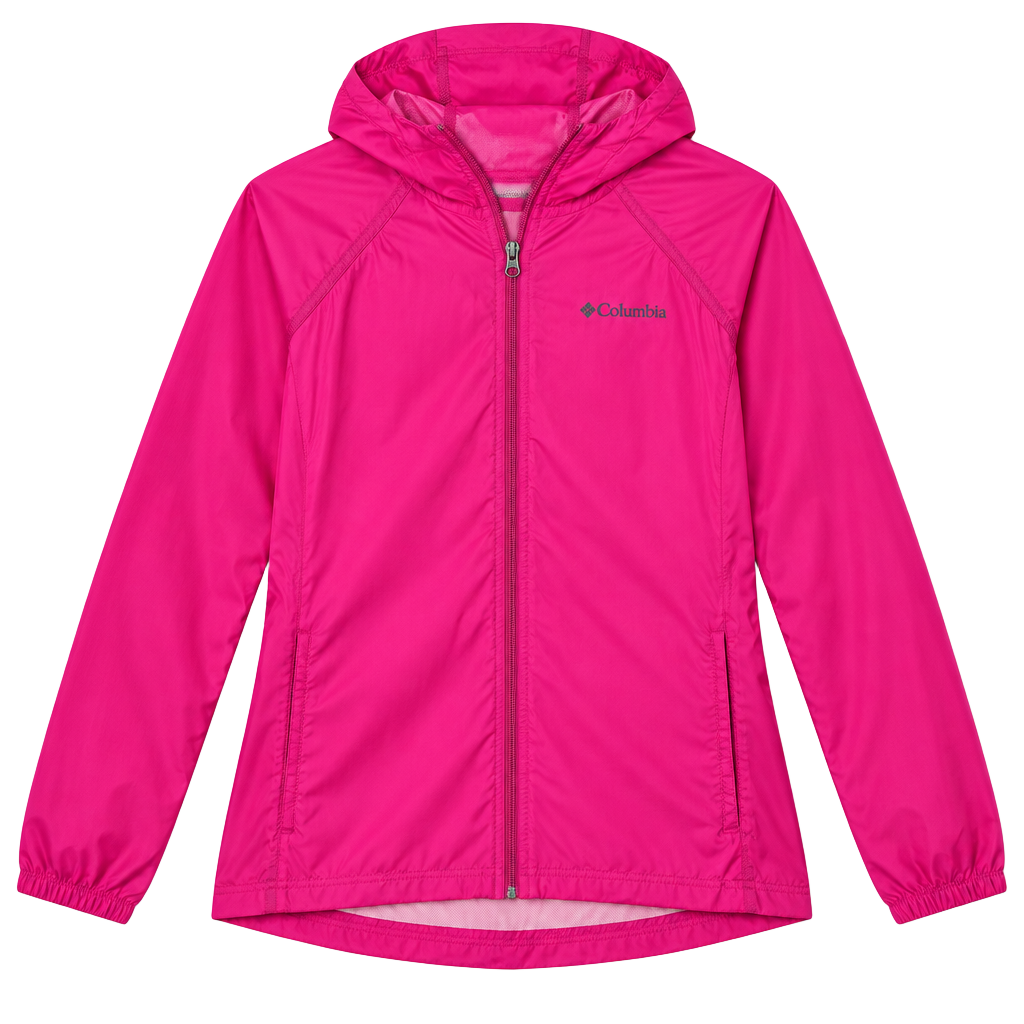 Columbia Full Zip Windbreaker Jacket Size XL 18/20 Pink Nylon 1