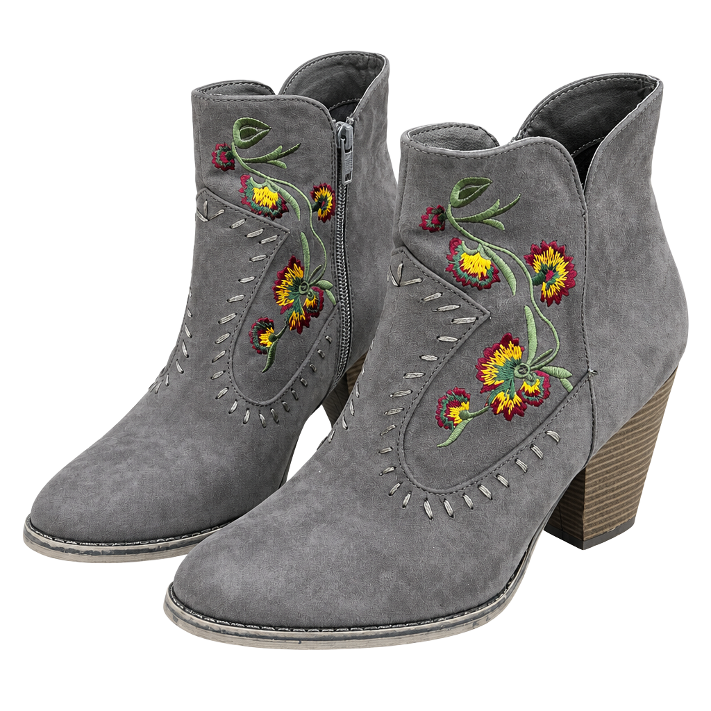 Mia Melrose Size 8.5M Brown Embroidered Ankle Booties 1