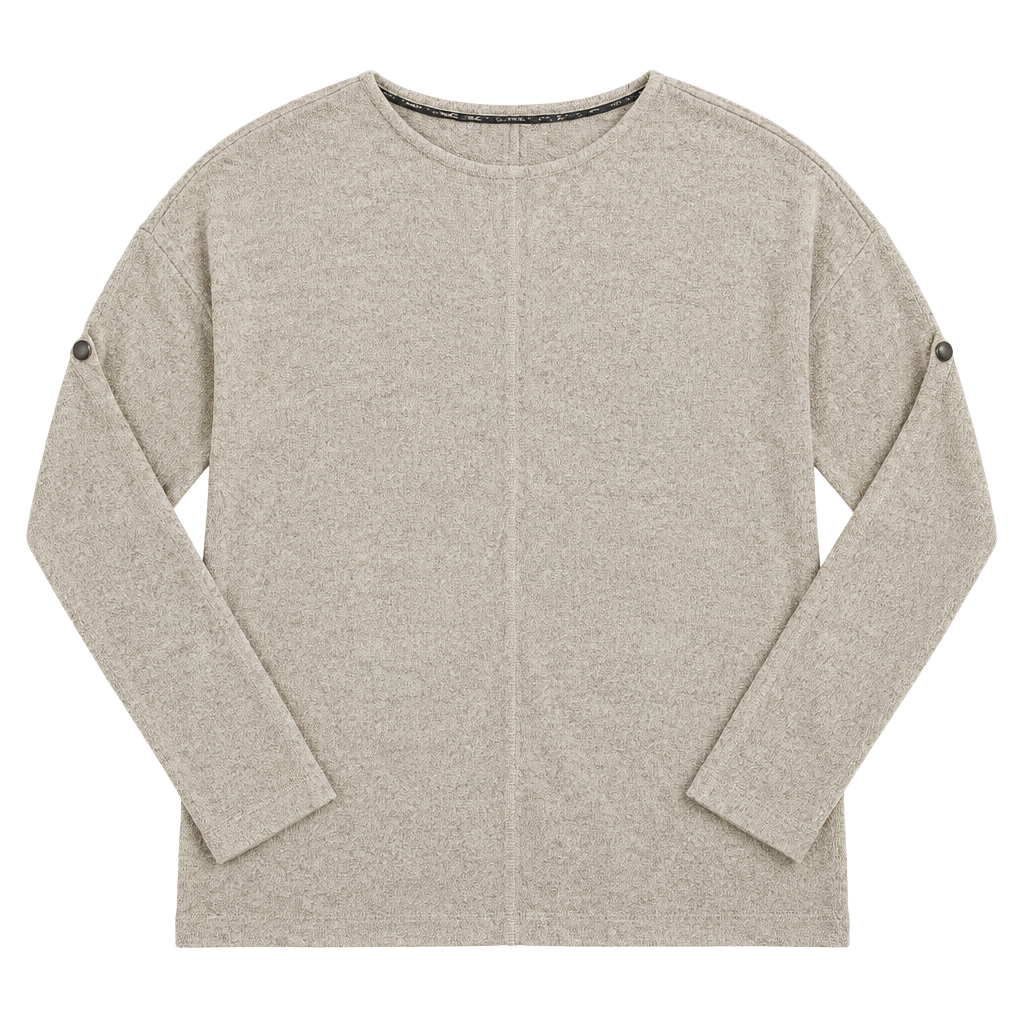 Retrology Beige Cream Knit Long Sleeve Top Pullover Medium M 1