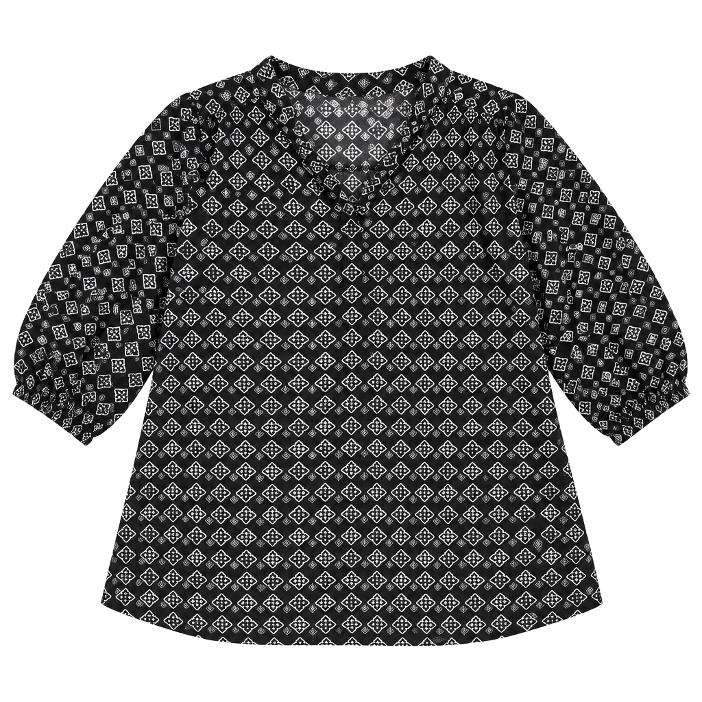 Faded Glory Geometric Print Long Sleeve Rayon Blouse 1X 16W 1