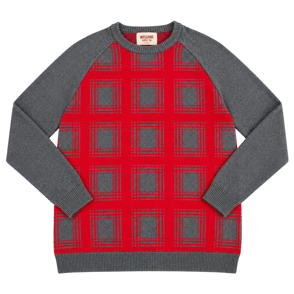 Mossimo Supply Co Red Grey Geometric Knit Sweater XXL 1