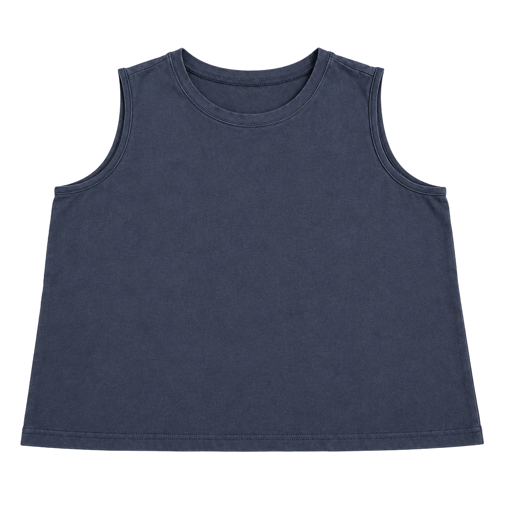 Exlura Slate Blue Crewneck Sleeveless Crop Tank Top Size L 1