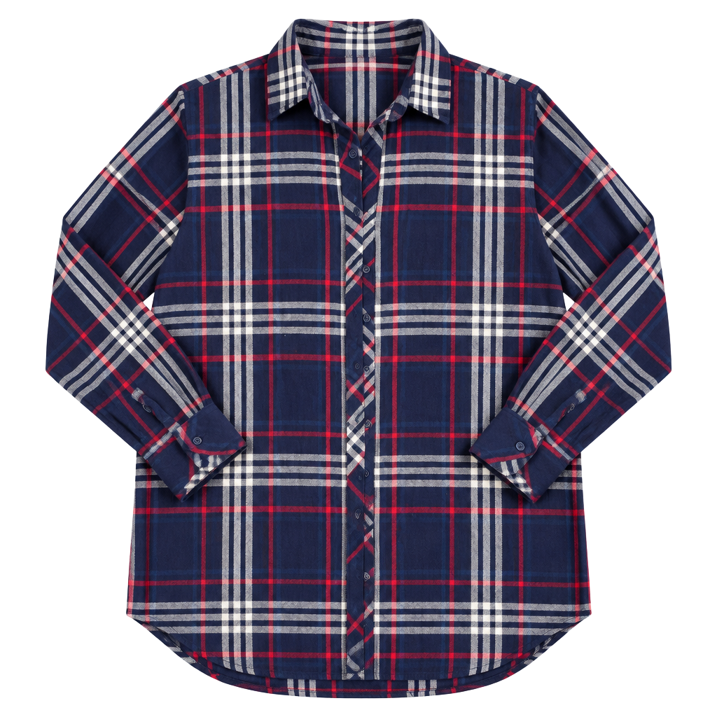 Hester & Orchard Navy Blue Plaid Flannel Shirt Large L 1