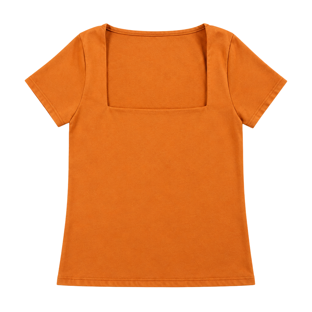 Live In The Moment Orange Square Neck Short Sleeve Top Size S 1
